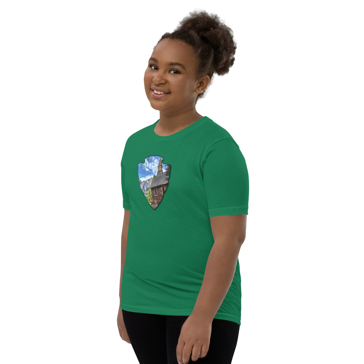Church and Yosemite Falls Arrowhead Youth Short Sleeve T-Shirt