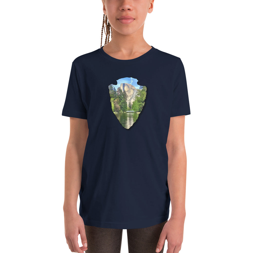 Half Dome with Sentinel Bridge Arrowhead Youth Short Sleeve T-Shirt