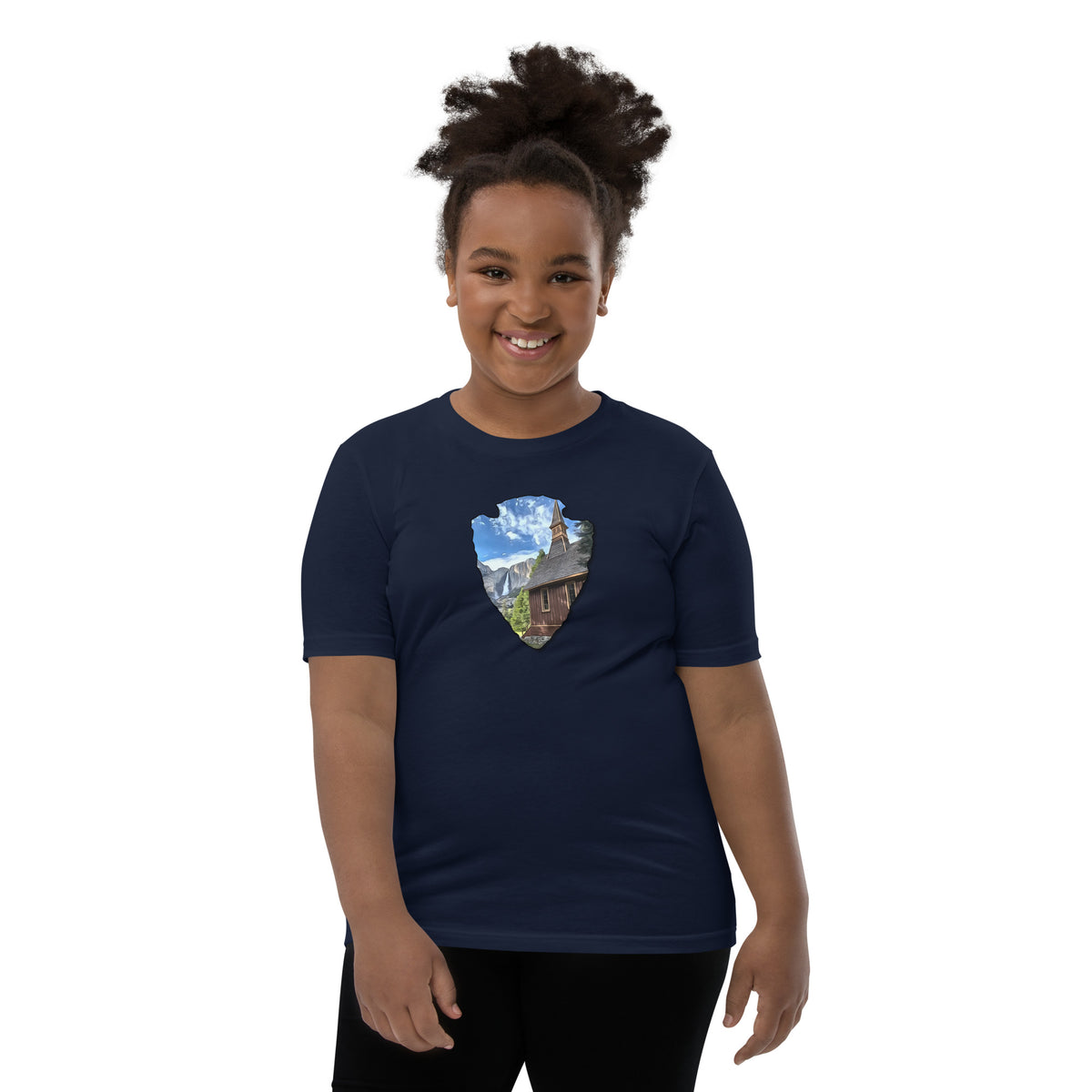 Church and Yosemite Falls Arrowhead Youth Short Sleeve T-Shirt