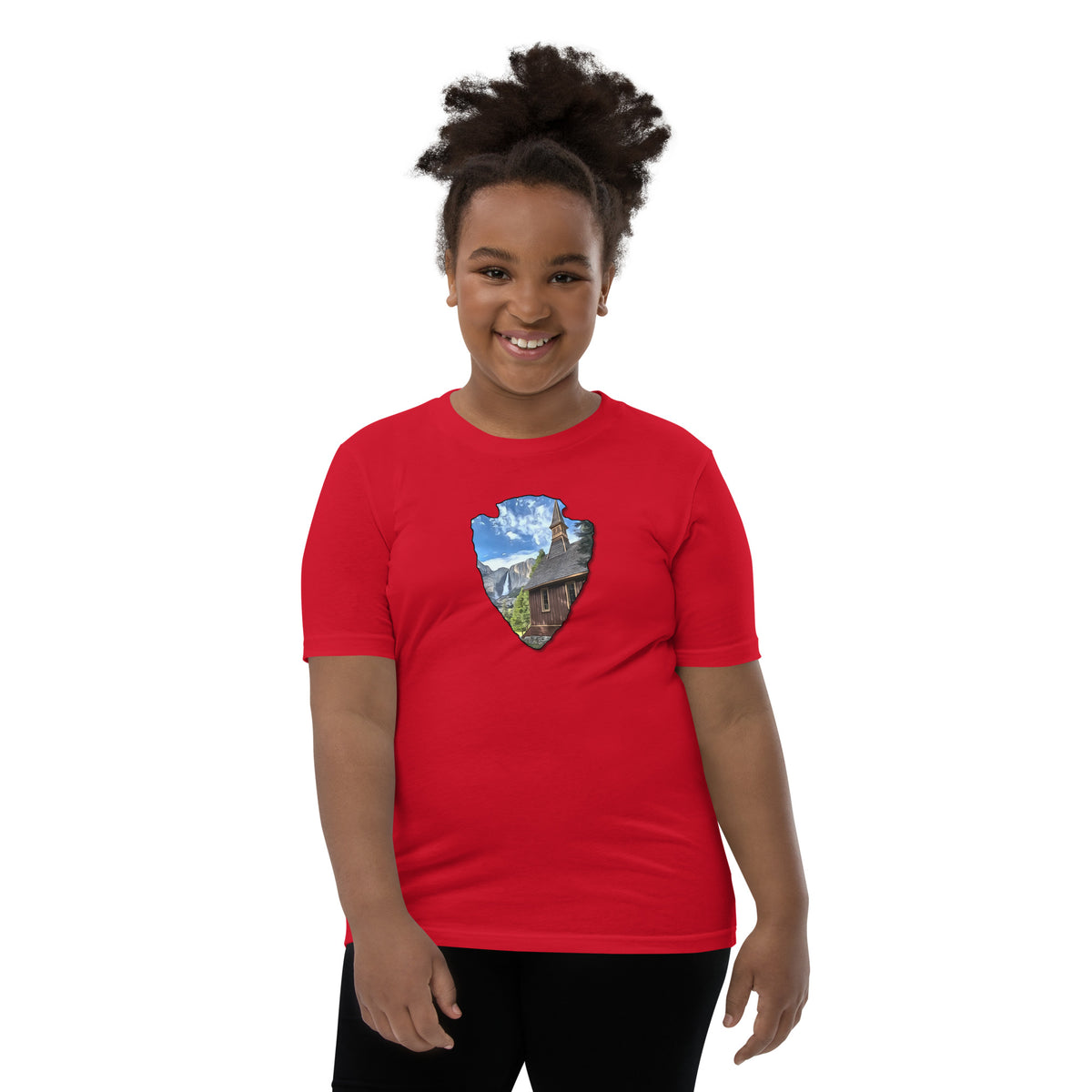 Church and Yosemite Falls Arrowhead Youth Short Sleeve T-Shirt
