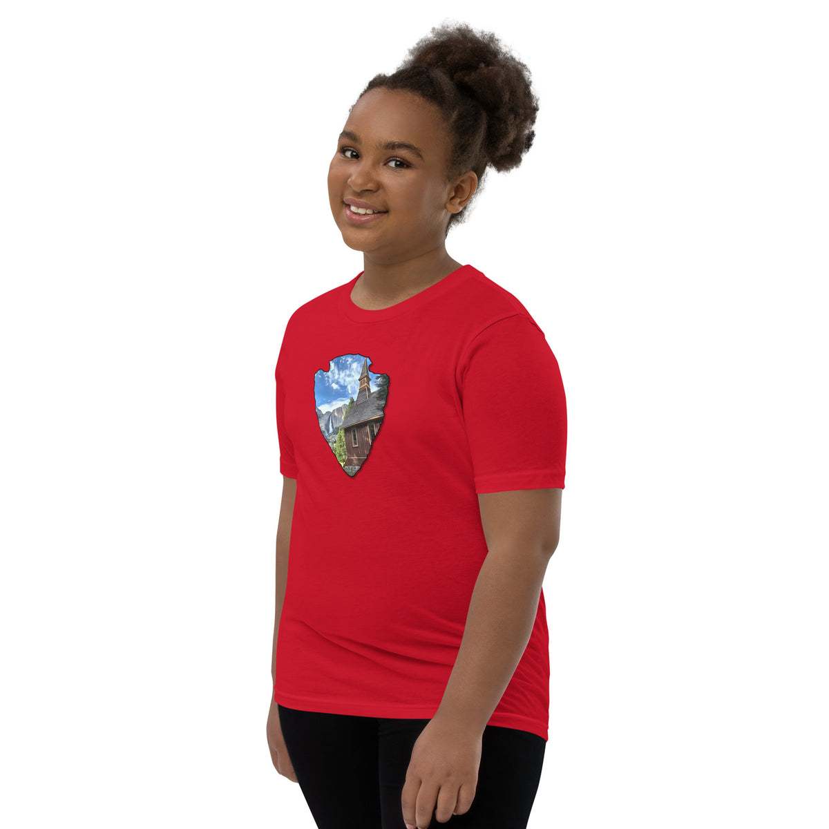 Church and Yosemite Falls Arrowhead Youth Short Sleeve T-Shirt