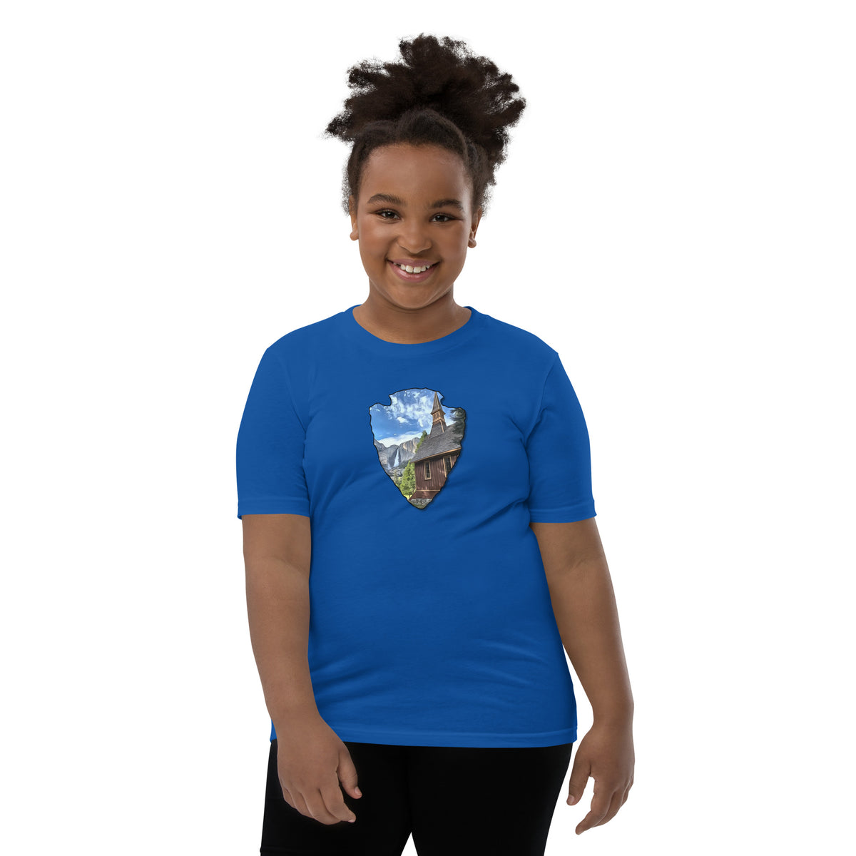 Church and Yosemite Falls Arrowhead Youth Short Sleeve T-Shirt