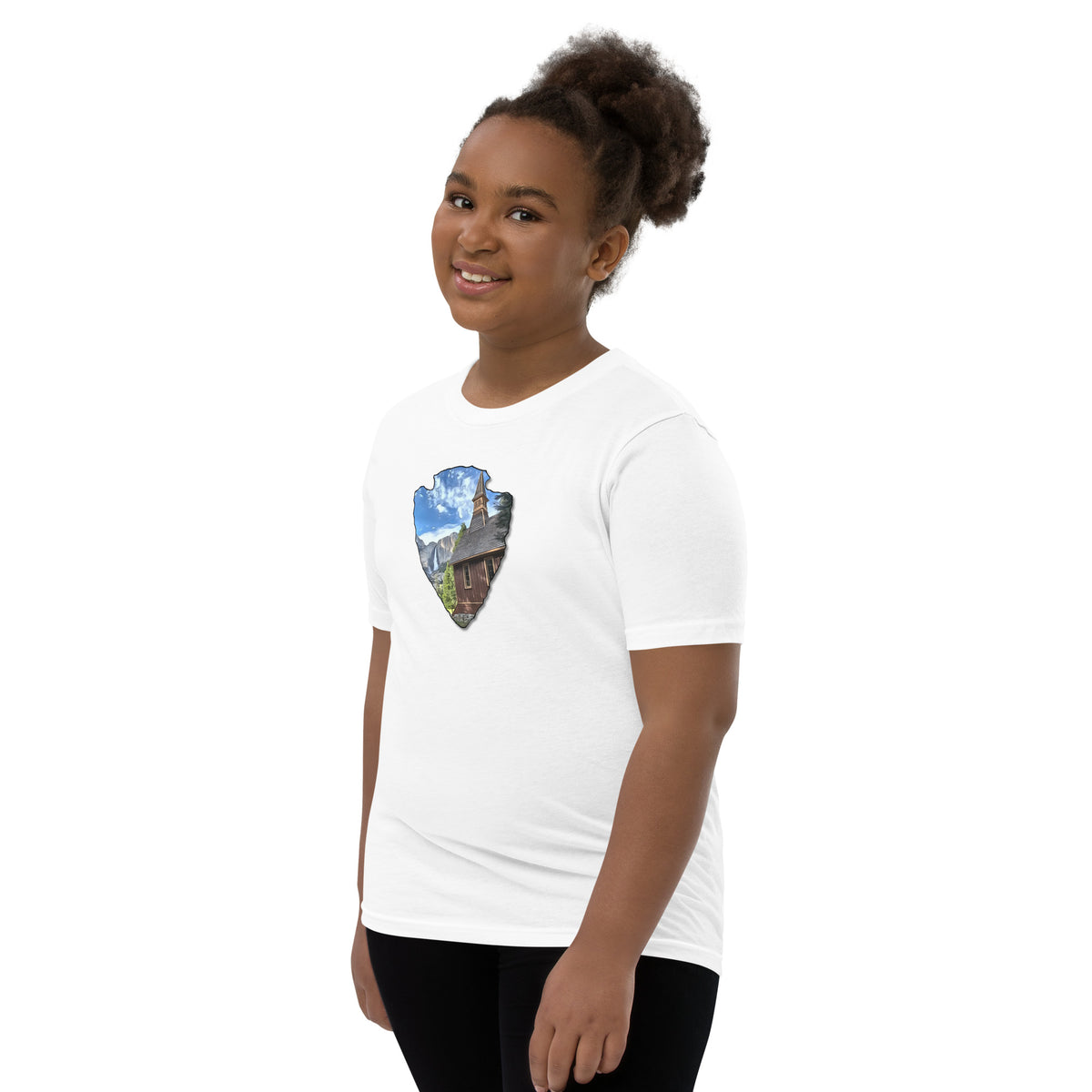 Church and Yosemite Falls Arrowhead Youth Short Sleeve T-Shirt